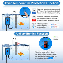 HiTauing termocalentador para acuario con panel digital para ajuste preciso.