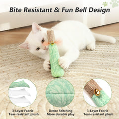 Juguete de dentición con cuerda resistente y menta gatuna para gatos.