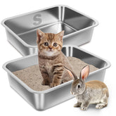 Holintan caja de arena acero inoxidable entrada baja para gatitos facilita acceso y limpieza