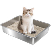 Holintan caja de litter acero inoxidable entrada fácil para gatitos