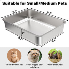 Holintan caja de litter acero inoxidable limpieza fácil con superficie antiadherente