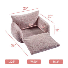Sillón-cama Hollypet, rosa leopardo para reposo profundo.