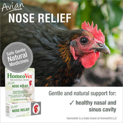 HomeoPet Avian Nose Relief: etiqueta mostrando uso diario en aves