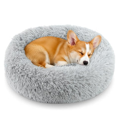 Cama en forma redonda Homeuslynn gris, descanso suave para mascotas