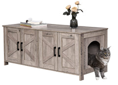 Homhedy caja de arena para gatos dos, diseño con doble habitación para dos felinos