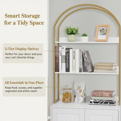 Homhedy mueble para gato, acabado blanco y dorado, estilo moderno y elegante.