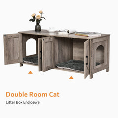 Homhedy mueble-gatos madera greige, acabado elegante que se integra con la decoración