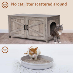 Homhedy puerta de granero para arenero: acceso cómodo para gatos y limpieza rápida