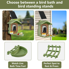 Homiefans diseño solar con baño de aves para uso al aire libre.
