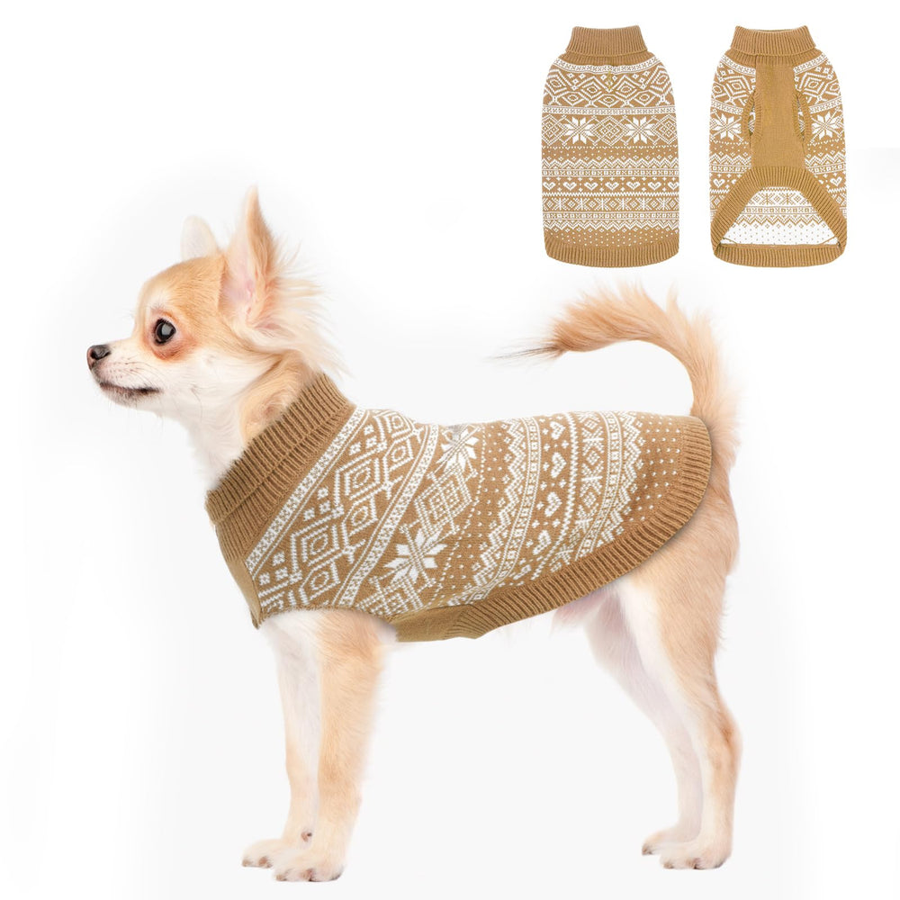 Homimp suéter para perro crema, enfoque en diseño de rombos y ajuste cómodo.