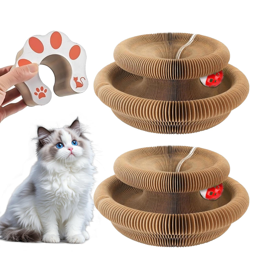 Homlume Kitty Kurls, tablero rasca-doblable para juego en interiores.