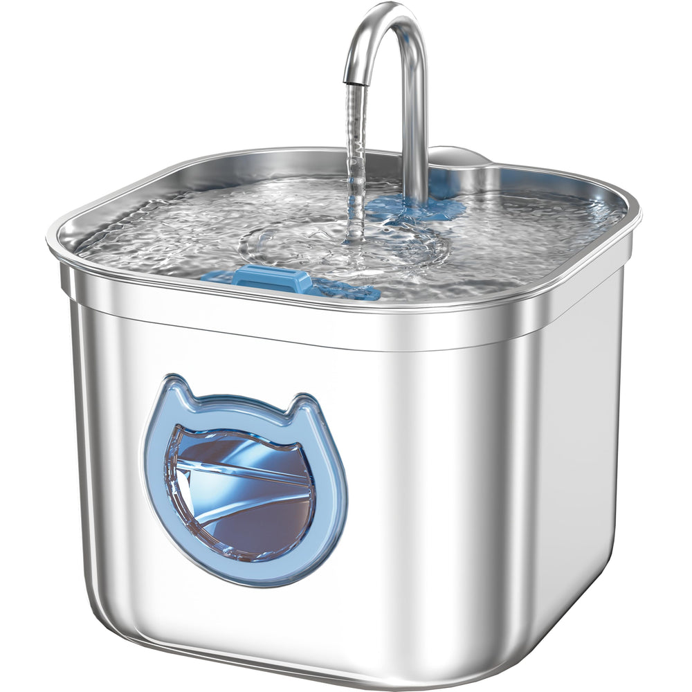 Homtyler fuente automatique gatos con ventana transparente para ver nivel de agua
