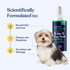 Honest Paws champú con ingredientes naturales para pelaje suave y saludable.
