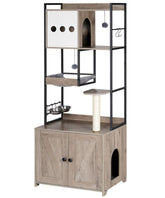 HOOBRO árbol para gatos: arenero doble y almacenamiento, mantiene la sala ordenada.