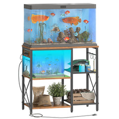 HOOBRO estante de acuario 20-29-37 galones, vista frontal, apoyo estable.