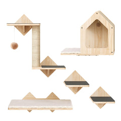 HOOBRO estanterías muro gato 5 piezas para estiramiento seguro.