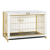 HOOBRO gabinete-perro blanco frente-doble-puerta facilita acceso cómodo