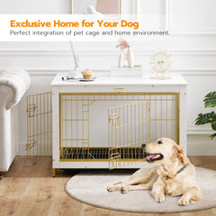 HOOBRO gabinete-perro blanco lateral-puerta proporciona acceso desde el costado
