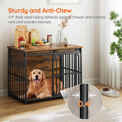 HOOBRO jaula-mueble para perro, superficie superior para almacenamiento y decoración.
