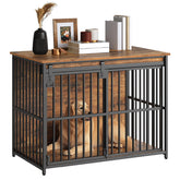 HOOBRO jaula-mueble para perro con puerta deslizante para acceso seguro.