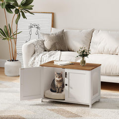 HOOBRO mueble de madera blanco-nogal que complementa la decoración
