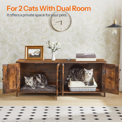 HOOBRO mueble-televisión con doble habitación para gatos, ofrece espacio privado y orden.