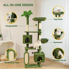 HOOPET arbol-gatos-70 pulgadas plataformas amplias ideal para múltiples gatos