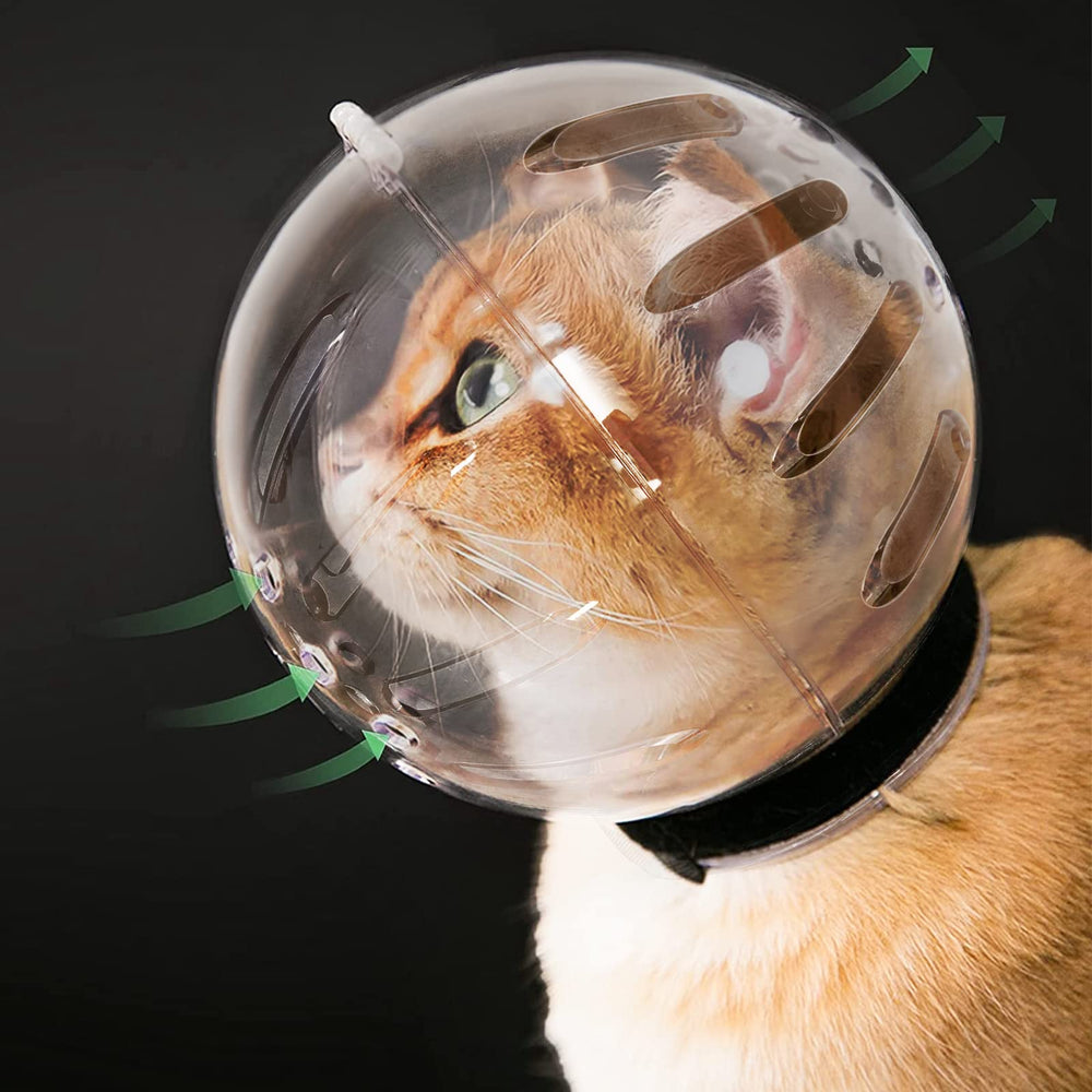 Hoqqf casco de gato transparente con capucha ventilada para grooming sin estrés.