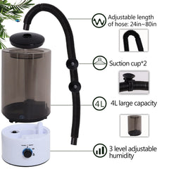 Hoqqf niebla extendida con manguera para alcance flexible.