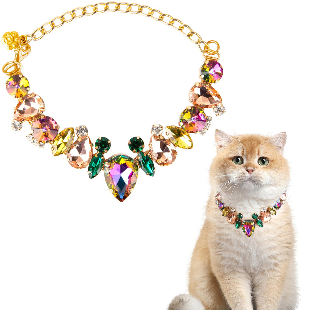 HOWWFALY collar para perro y gato en cadena dorada con patita, cómodo para paseo diario