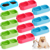 Hsei 12 piezas tazones dobles para mascotas, prácticos para comida y agua.