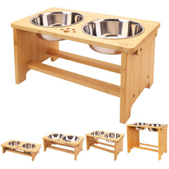 HTB elevado comedero para perros con dos tazones de acero inoxidable.