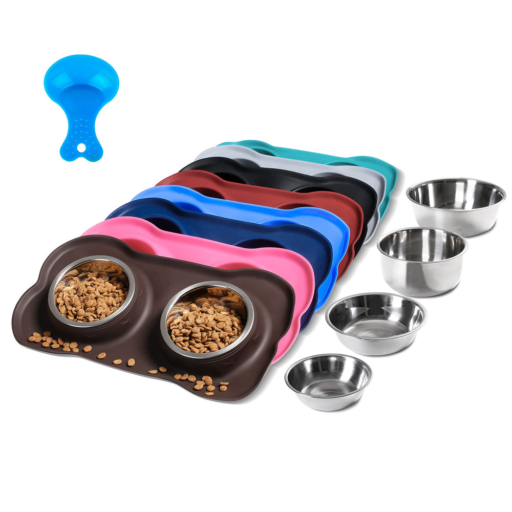 Hubulk: dobles tazones de acero inoxidable para dos mascotas.