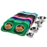 Hubulk Pet: dos cuencos de acero inoxidable para alimentación estable y sin derrames.
