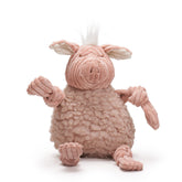 Penelope Pig Knottie de HuggleHounds, vista frontal, diversión duradera para perros activos.