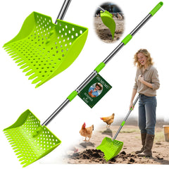 Humumu 2 en 1 frente del producto, facilita limpieza rápida del gallinero.