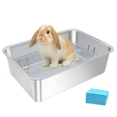 HUQIZOO caja de arena para conejos, inoxidable, higiénica y duradera