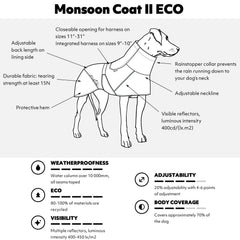 Hurtta Monsoon Coat ECO, reflectores traseros para mayor visibilidad.