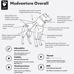 Hurtta Mudventure ECO Overol con cierre de media cremallera para vestir y quitar fácilmente.