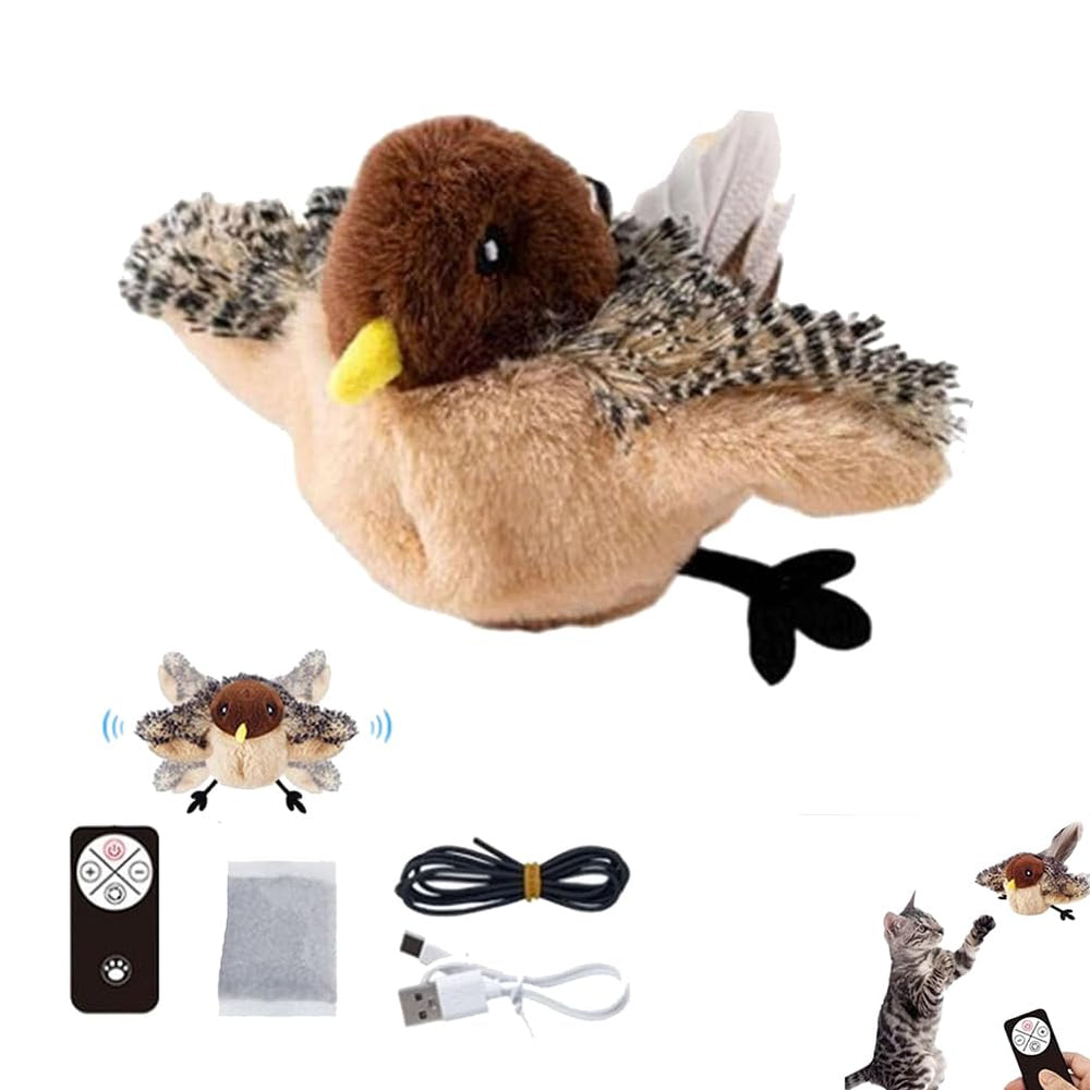 HyCim Juguete pájaro para gatos con alas; movimiento interactivo para juego