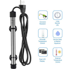 Tubo calentador hygger 802 de titanio, 200W para acuario