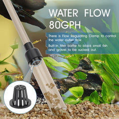 Hygger aspiradora de grava para acuario con boquilla pico-pato para succionar fecas con facilidad.