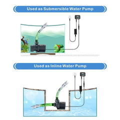 Bomba hygger 24V DC diseñada para uso sumergido y en línea.
