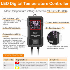 Hygger calentador de acuario 500W, controlador digital para ajuste cómodo
