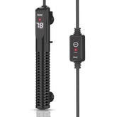 Calentador cerámico hygger instalado externamente con control de temperatura para acuario.