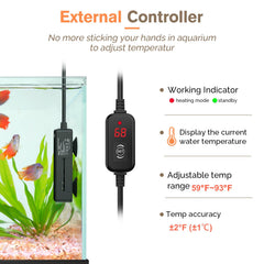 Diseño compacto de Hygger 50W, ideal para acuarios de 5-10 galones.