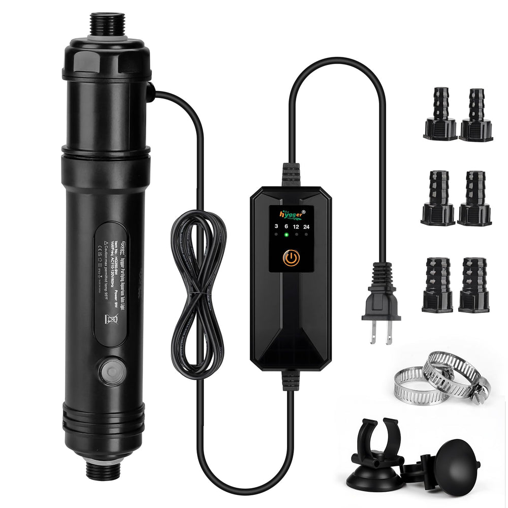 Luz UV Hygger para acuario con temporizador mejora la claridad del agua.