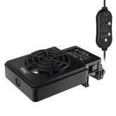 Hygger ventilador de enfriamiento para acuario, vista lateral, ayuda a controlar la temperatura.