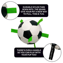 Balón Hyper Pet Grab Tabs, realizado con materiales reciclados y duradero.