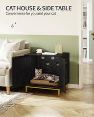 Hzuaneri caja-gato de madera funciona como mesa lateral con estilo.